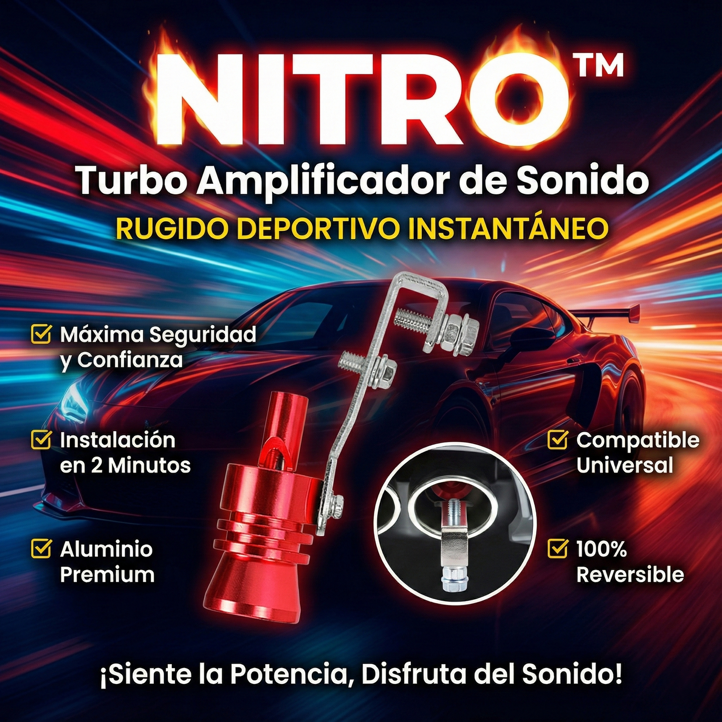 Nitro | Turbo Amplificador de Sonido para Tubo de Escape